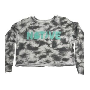 Southern Spirit Michigan Native Tie Dye Cropped Sweatshirt Grey White Small
